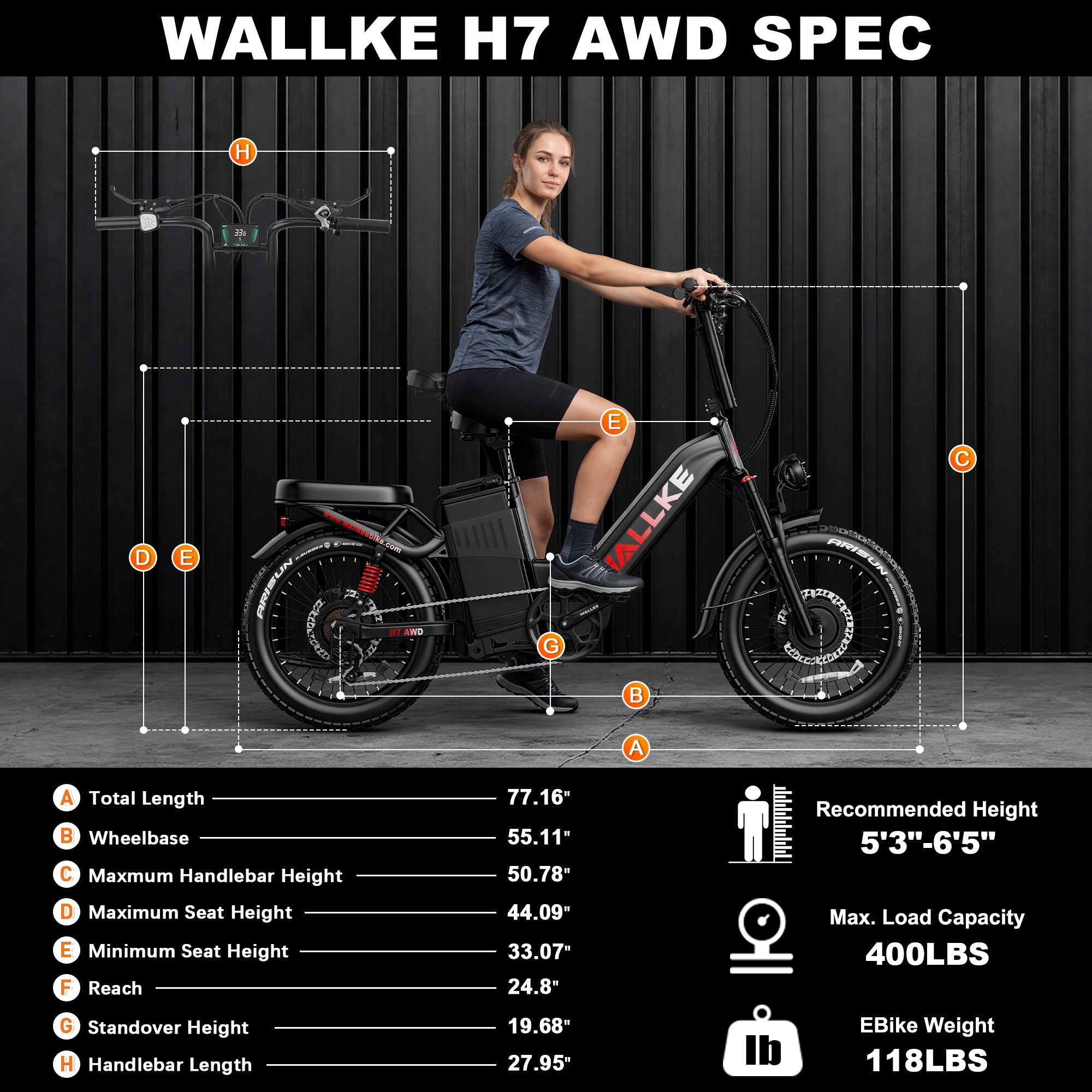WALLKE H7 Series | AWD Step-Thru 3200W Ebike 40/55Ah Battery