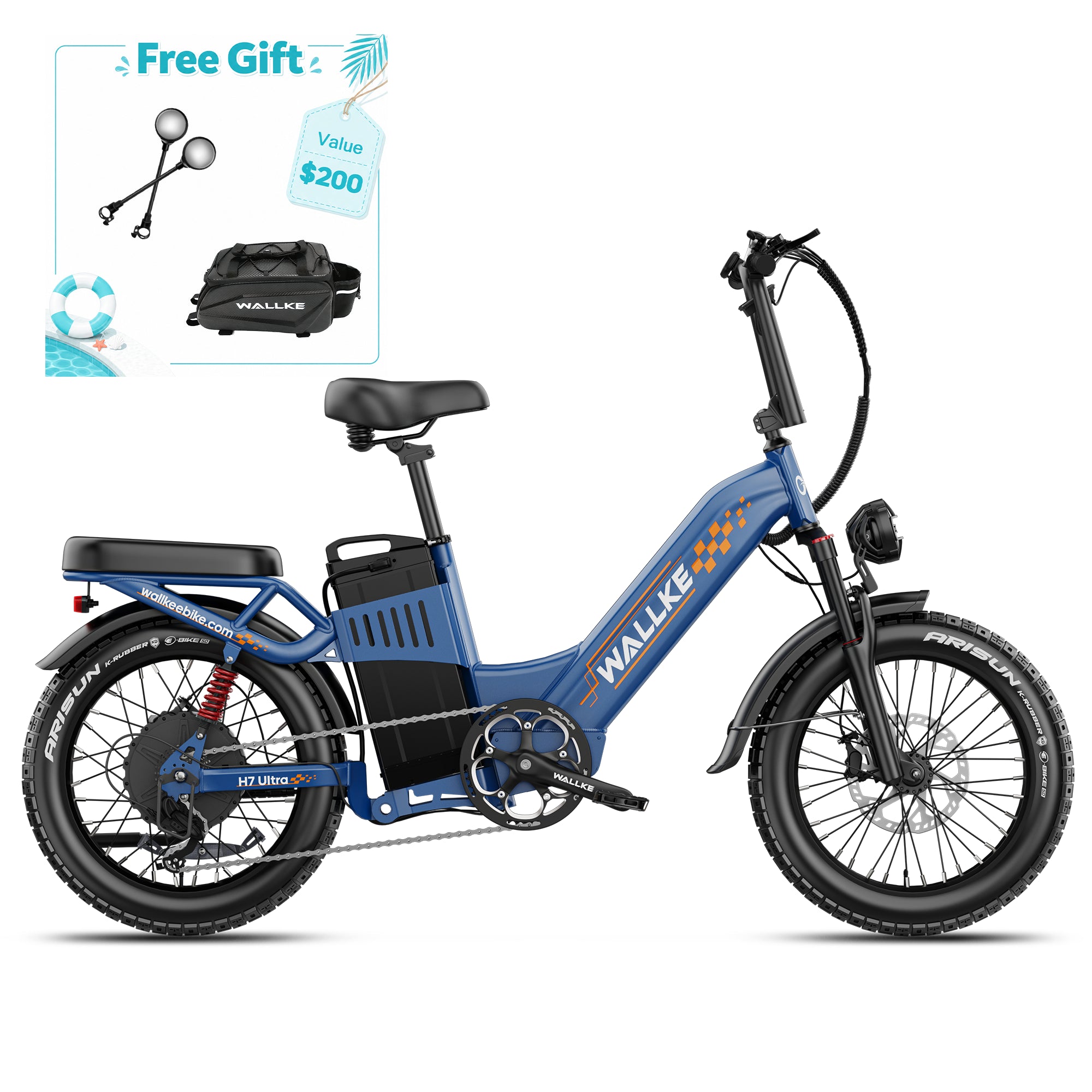 WALLKE H7 Series | AWD Step-Thru 3200W Ebike 40/55Ah Battery