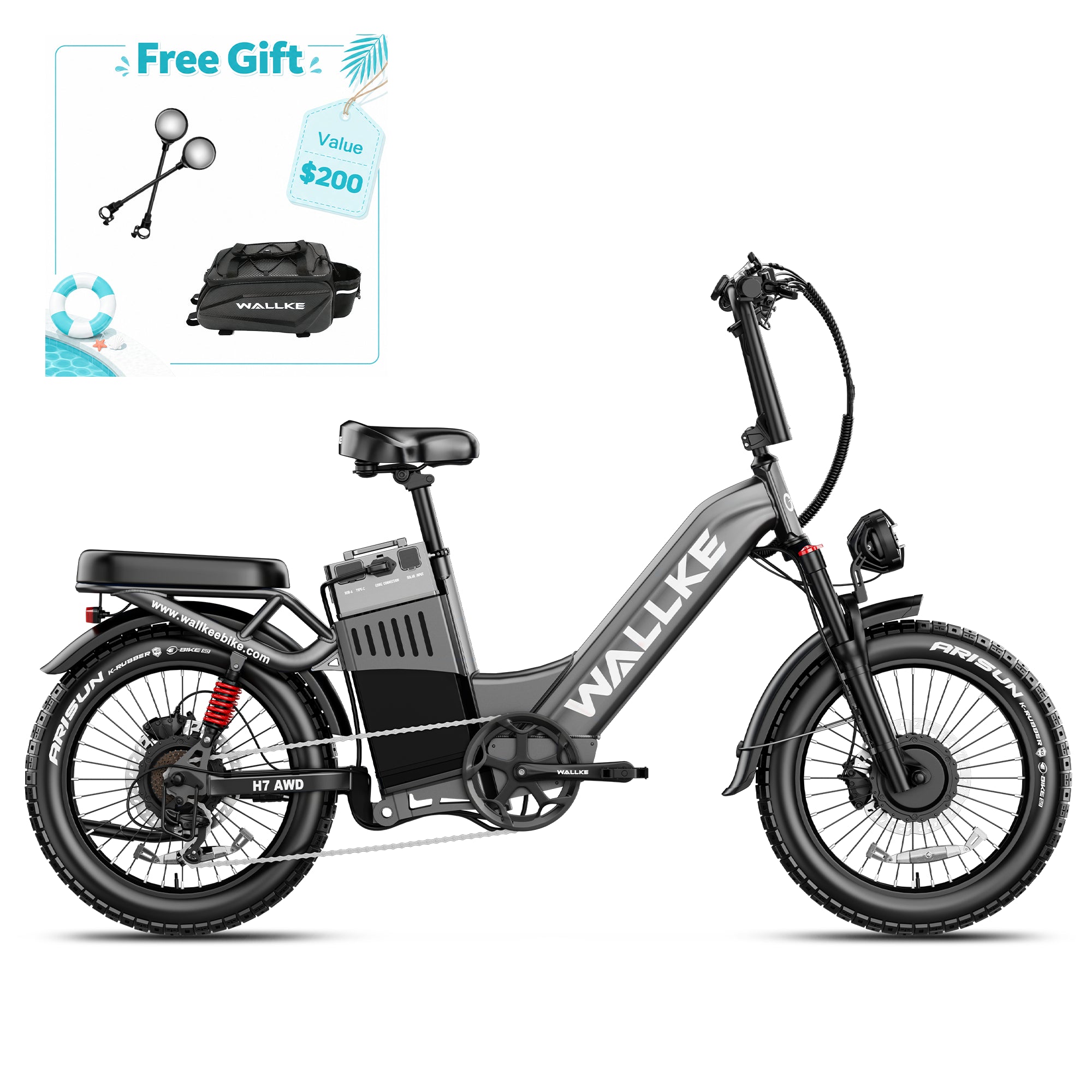 WALLKE H7 Series | AWD Step-Thru 3200W Ebike 40/55Ah Battery