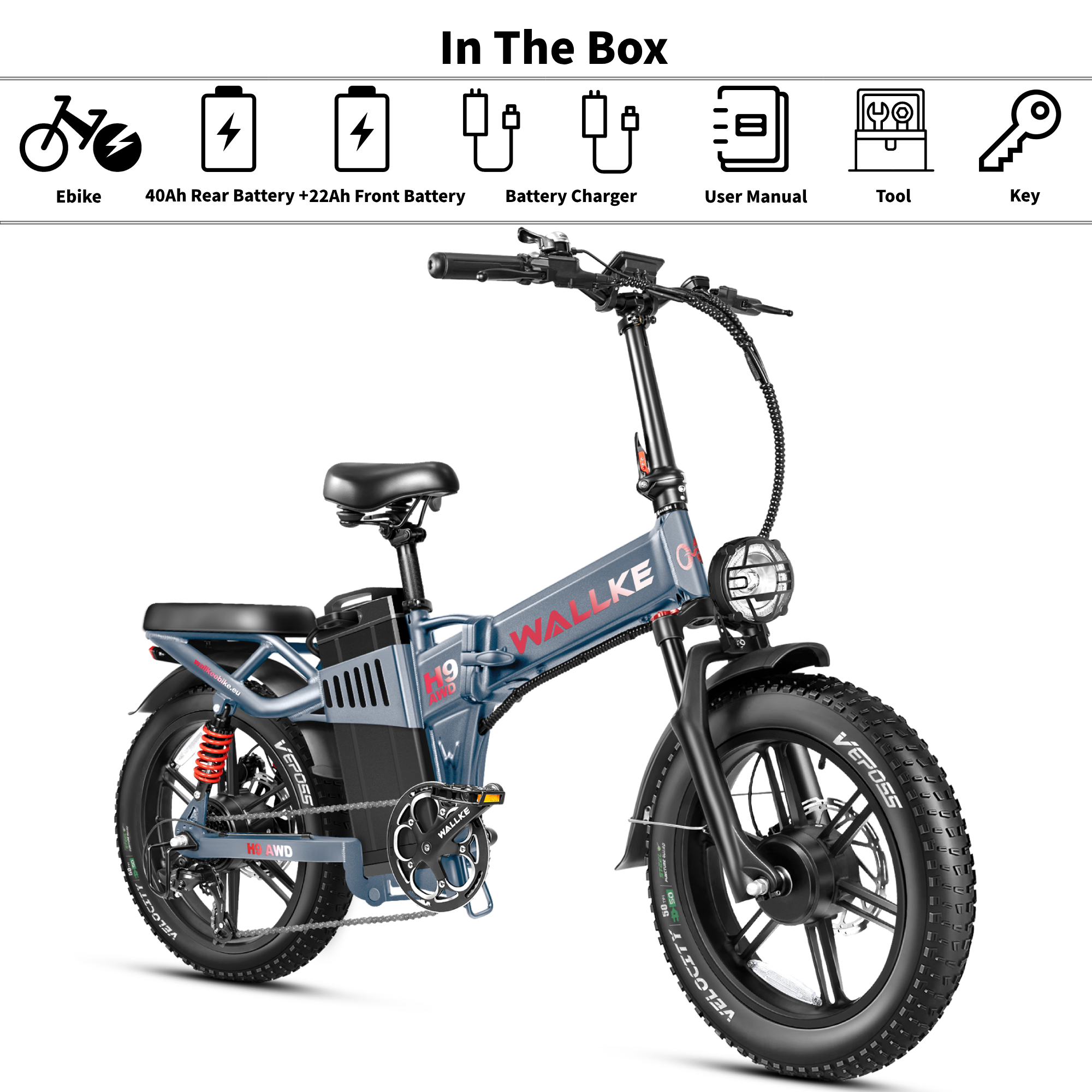 Wallke H9 AWD | 3200W Folding Ebike 60/82Ah Battery
