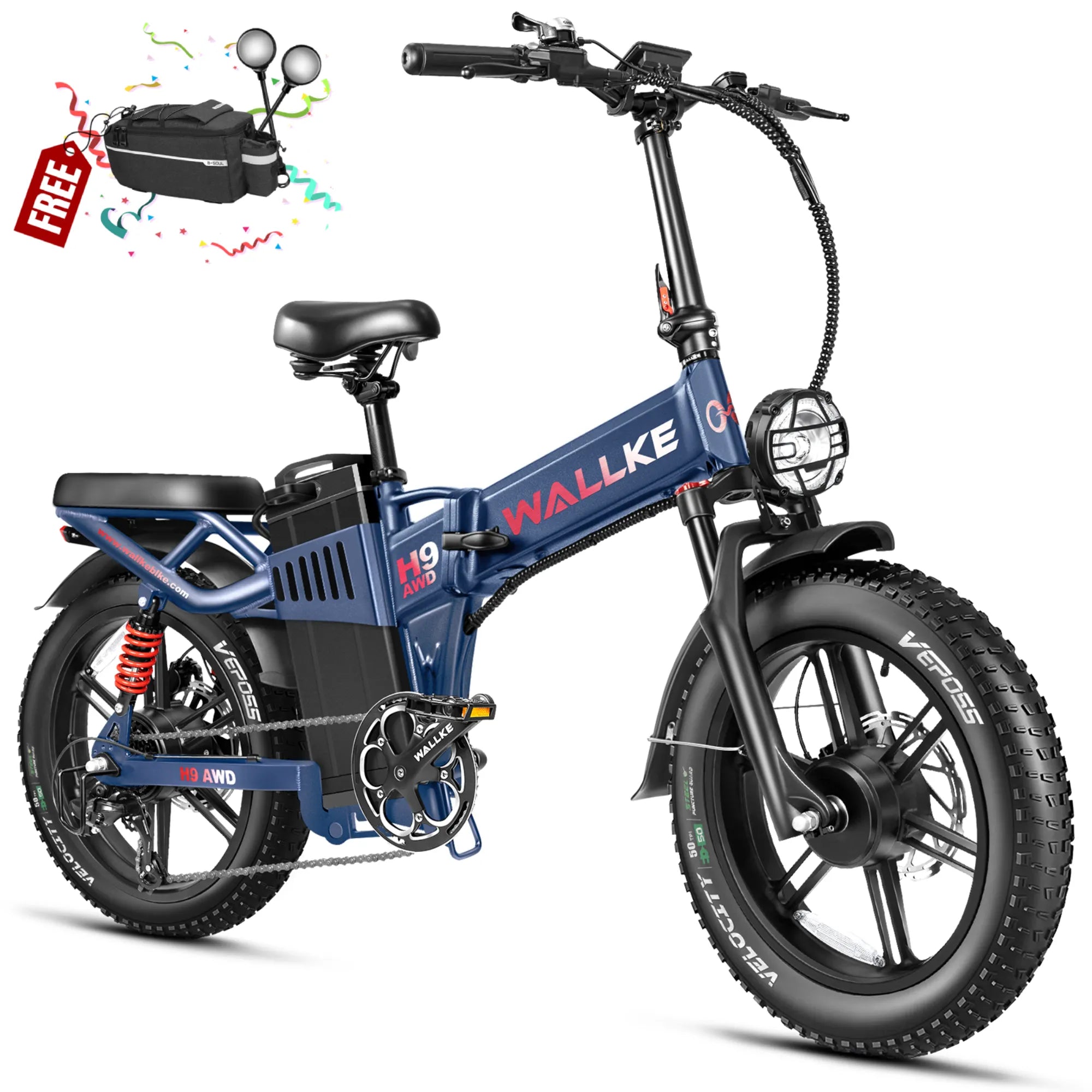 Wallke H9 AWD | 3200W Folding Ebike 40/60/82Ah Battery