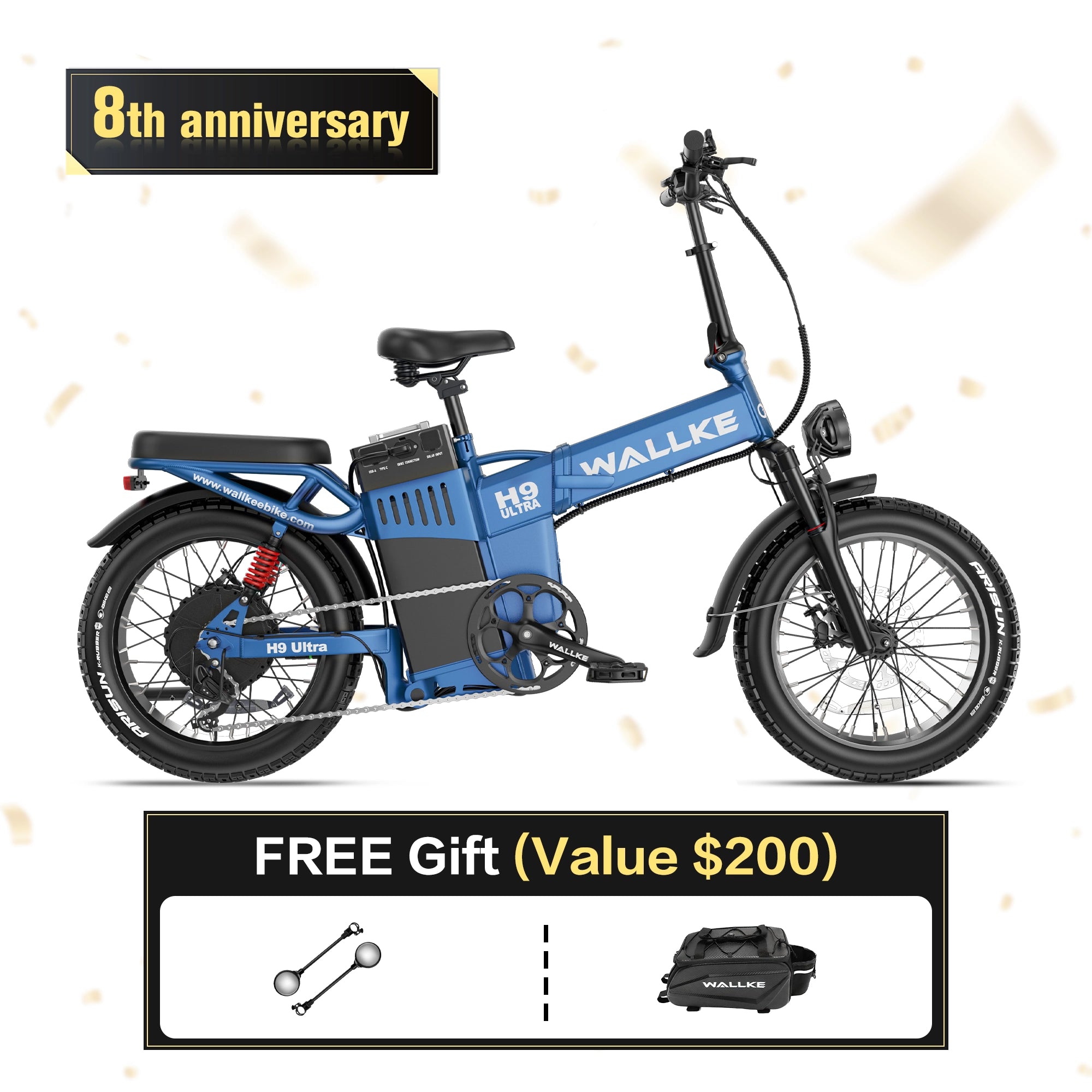 2026 WALLKE H9 Ultra Folding | Off-Grid PowerStorage E-Bike with Torque Sensor, 37mph Speed, 55/77Ah Battery Options