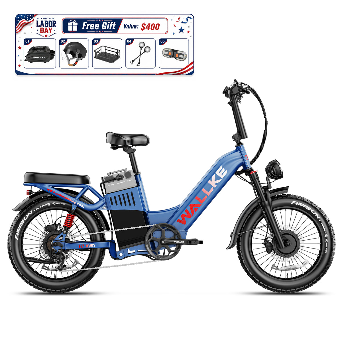 WALLKE H7 Series | AWD Step-Thru Ebike 40/55Ah Battery