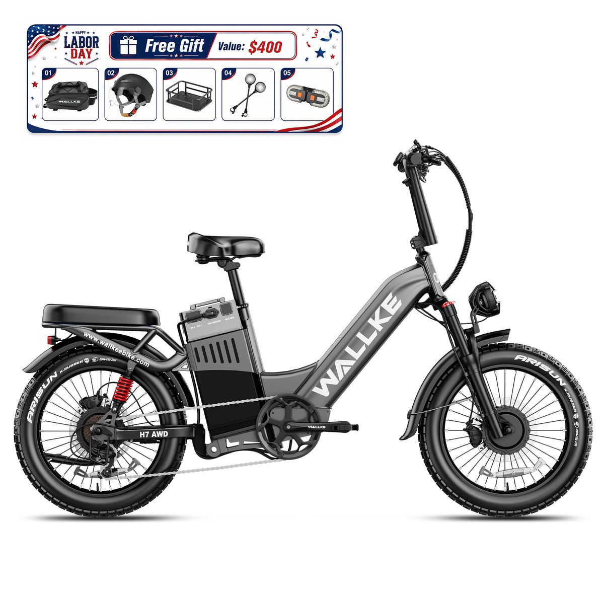 WALLKE H7 Series | AWD Step-Thru Ebike 40/55Ah Battery