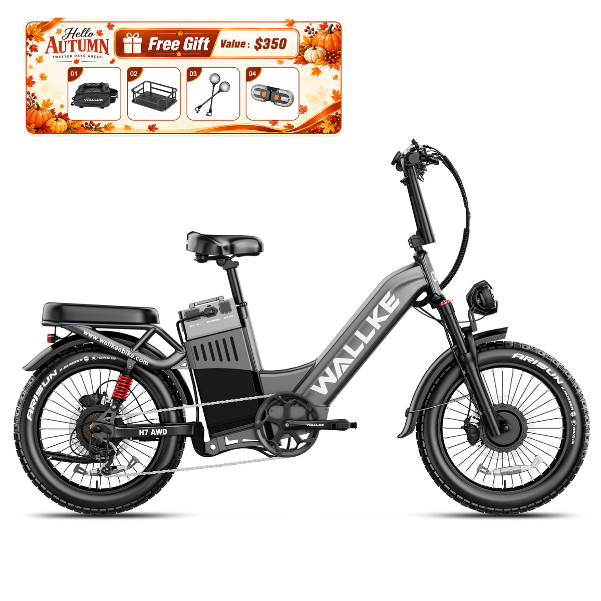 WALLKE H7 Series | AWD Step-Thru Ebike 40/55Ah Battery
