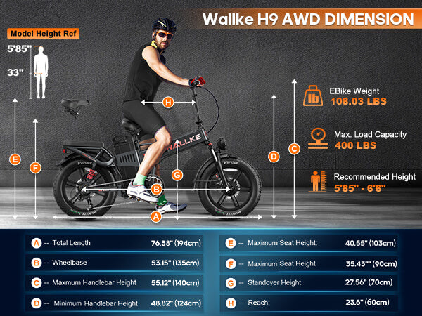 2025 Wallke H9 AWD Folding Ebike | 3200W Folding Ebike 40/60/82Ah Battery