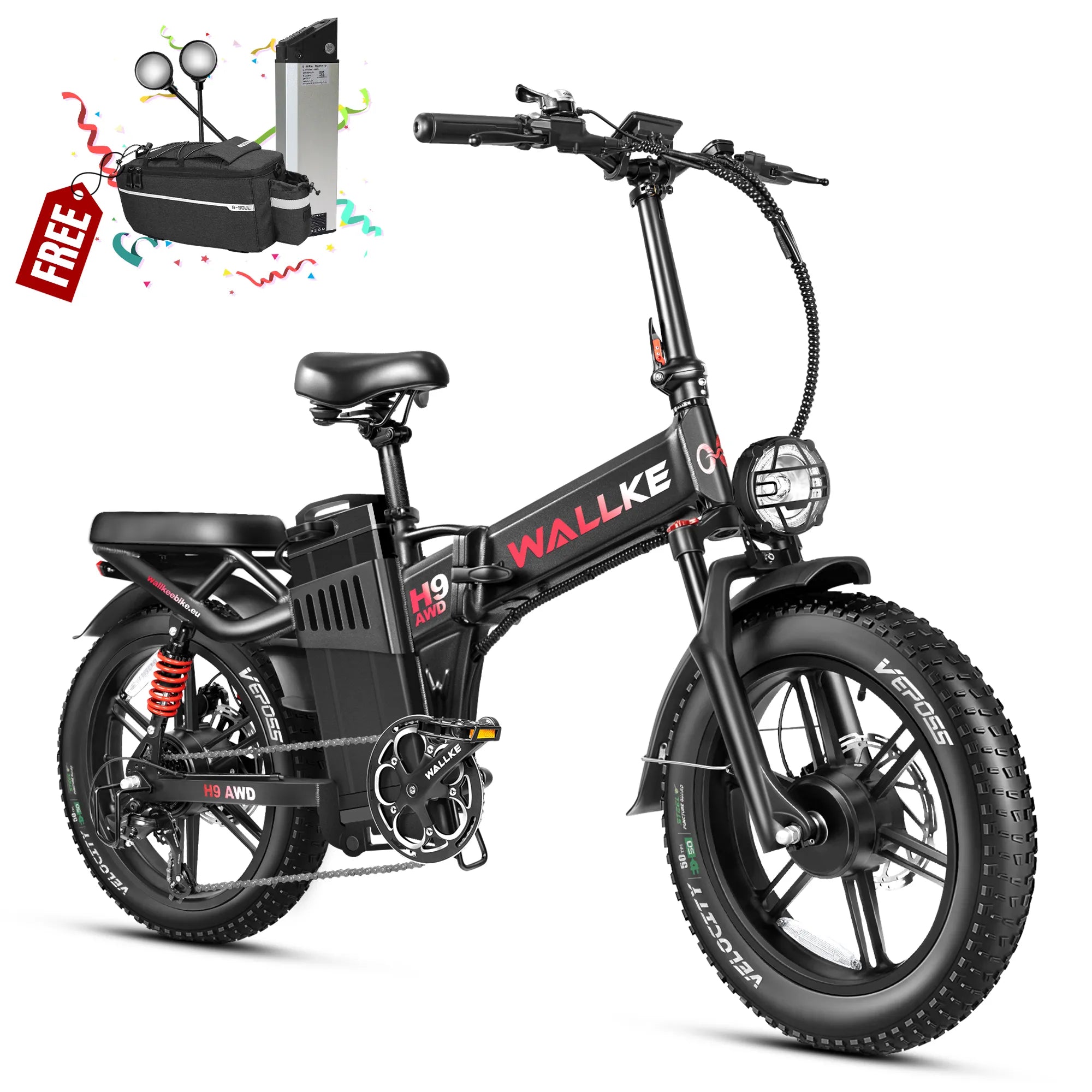 Wallke H9 AWD | 3200W Folding Ebike 60/82Ah Battery