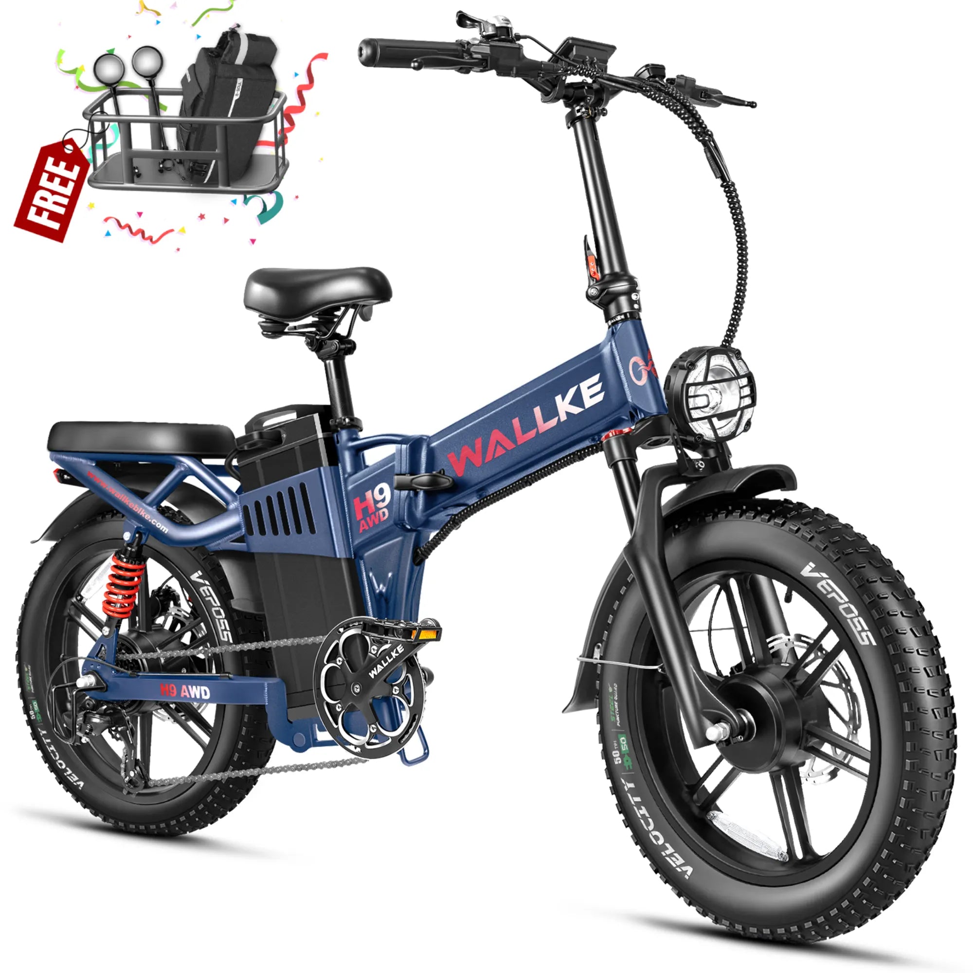 Wallke H9 AWD | 3200W Folding Ebike 60/82Ah Battery