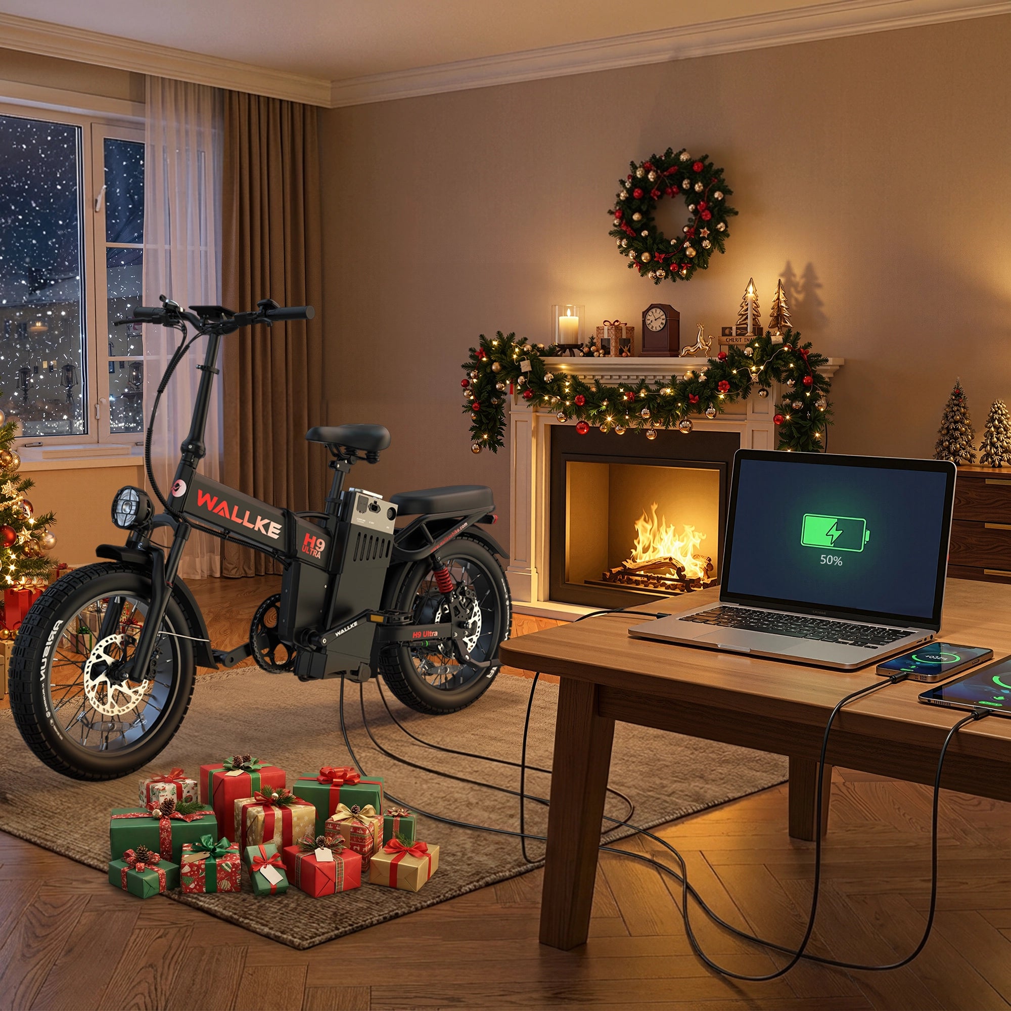 2026 WALLKE H9 Ultra Folding | Off-Grid PowerStorage E-Bike with Torque Sensor, 37mph Speed, 55/77Ah Battery Options