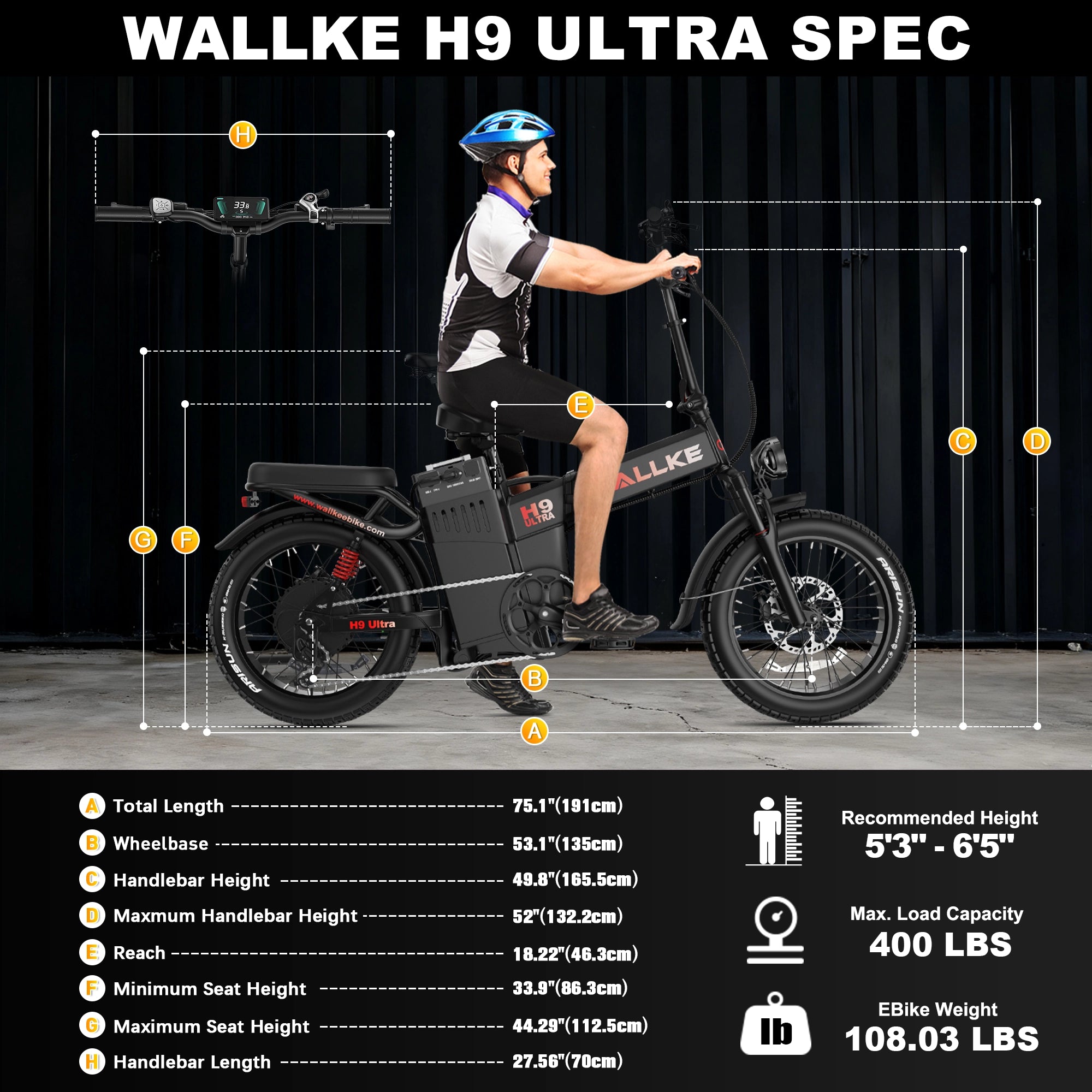 2026 WALLKE H9 Ultra Folding | Off-Grid PowerStorage E-Bike with Torque Sensor, 37mph Speed, 55/77Ah Battery Options