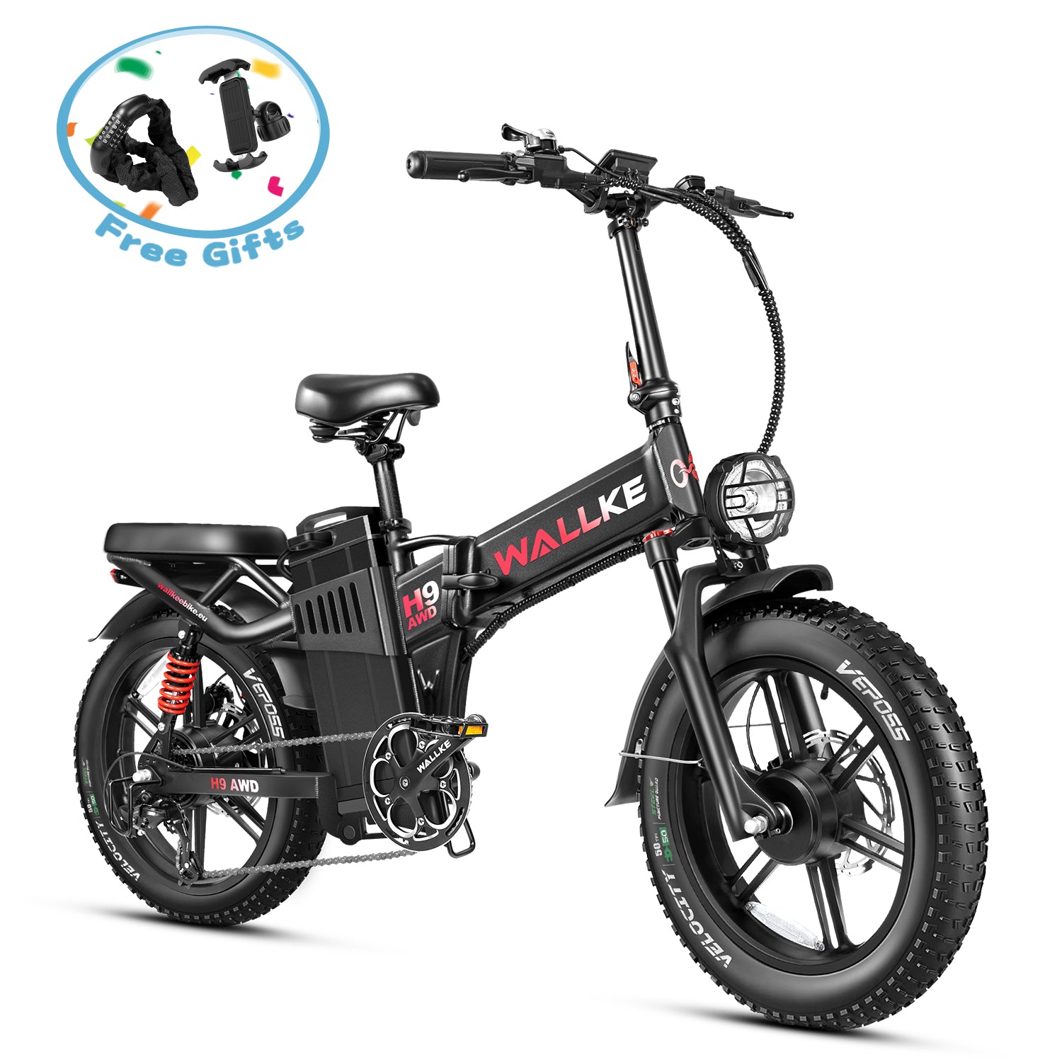 Wallke H9 AWD | 3200W Folding Ebike 60/82Ah Battery