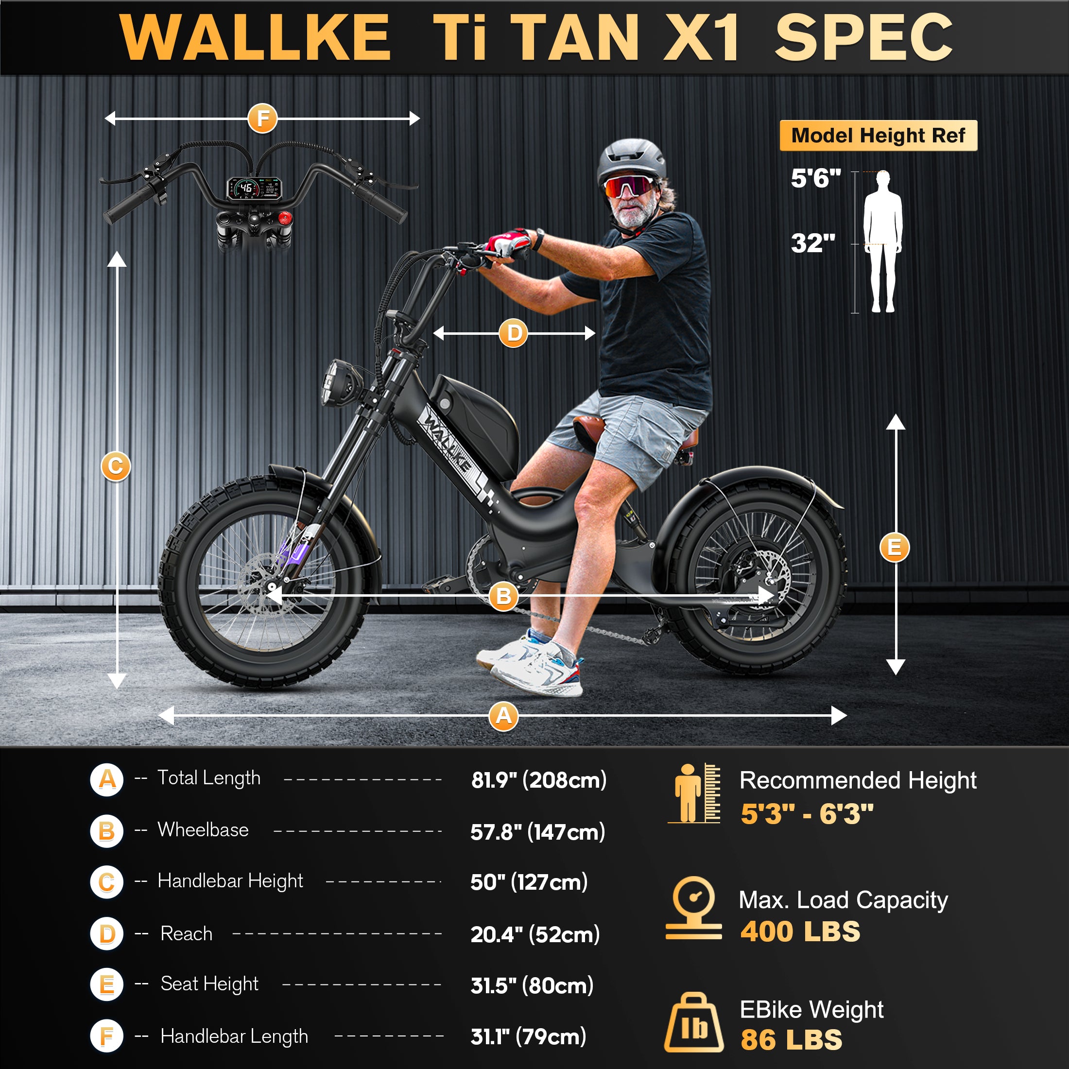 WALLKE Titan X1 Carbon Fiber Frame | 3800W Cruiser Ebike