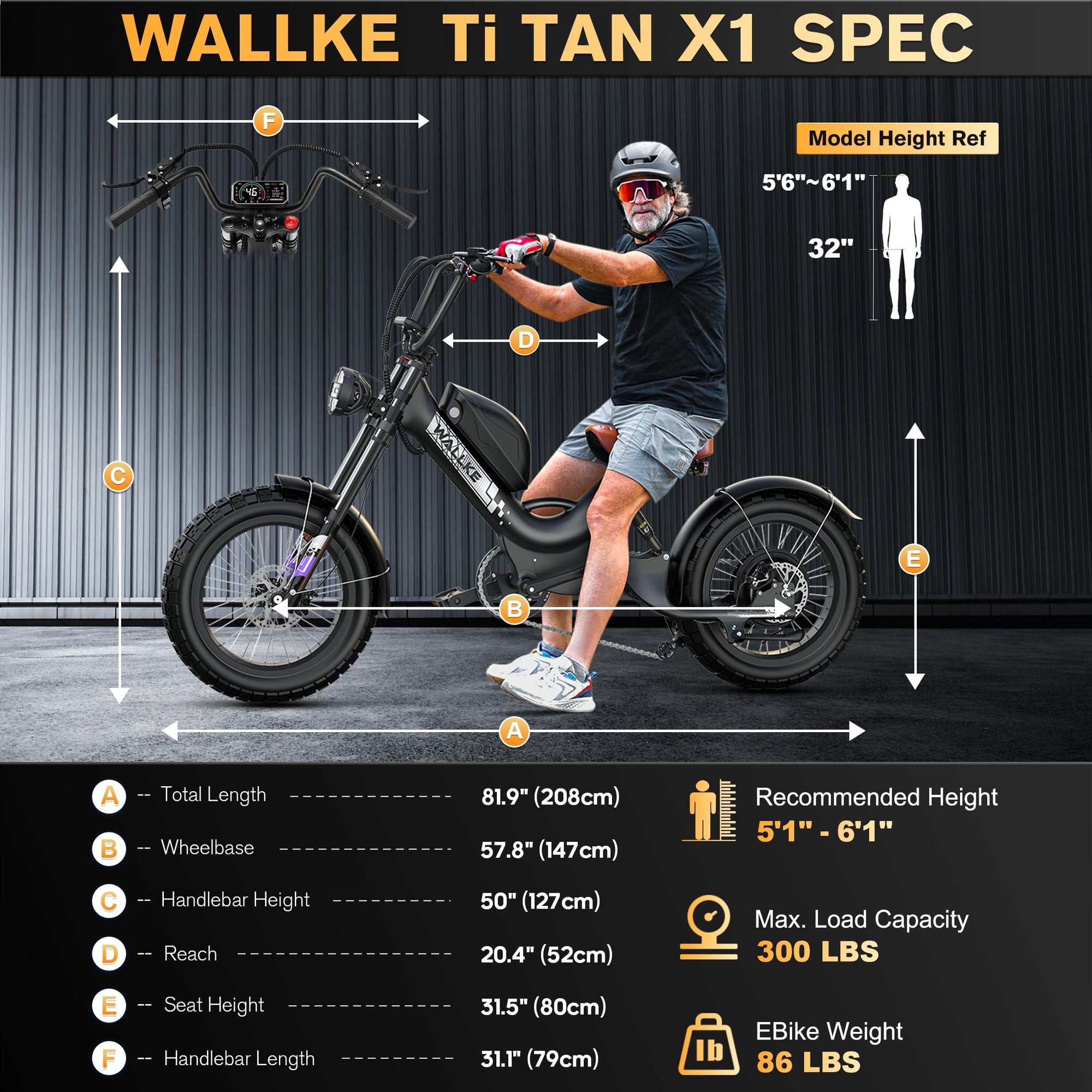 WALLKE Titan X1 Carbon Fiber Frame | 3800W Cruiser Ebike