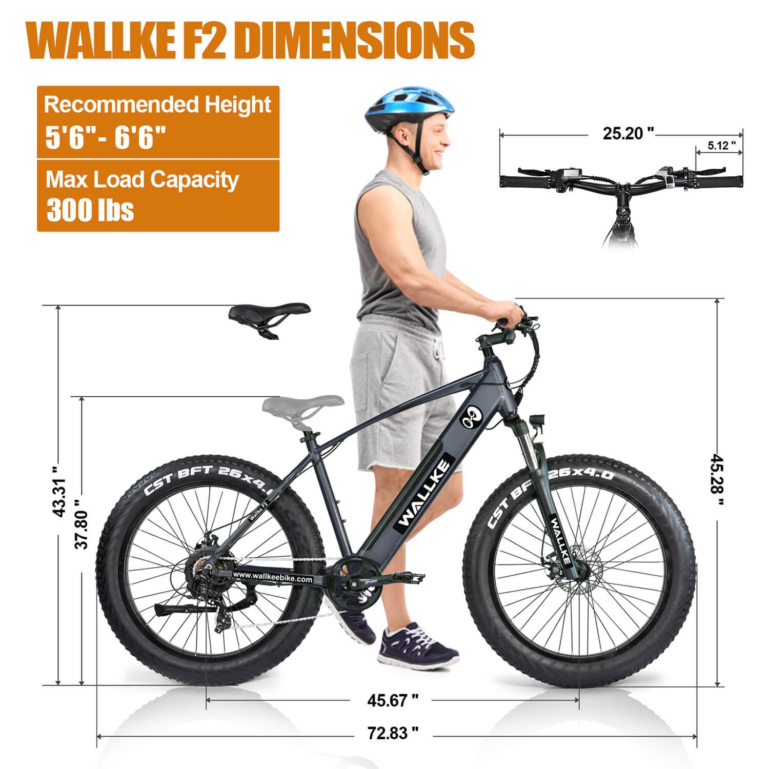 wallke e-bike F2 All Terrain Fat Tires.They are designed for durability and safety for dense snow, water, soft sand and regular cycling activities. No need to find parking spot or be stuck in traffic for hours.