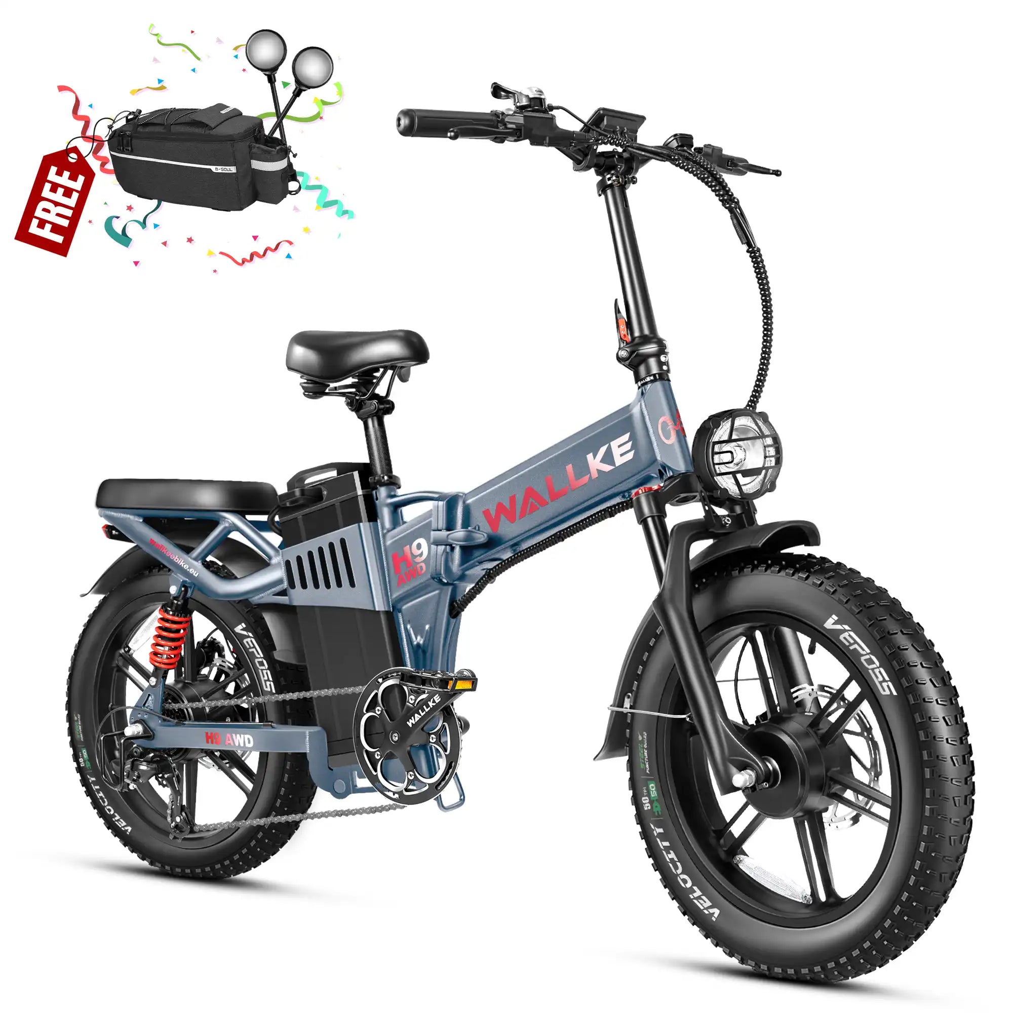 Wallke H9 AWD | 3200W Folding Ebike 40/60/82Ah Battery