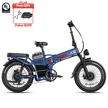 2026 WALLKE H9 Ultra AWD Folding | Off-Grid Power Station E-Bike with Torque Sensor, 37mph Speed, 55/77Ah Battery Options