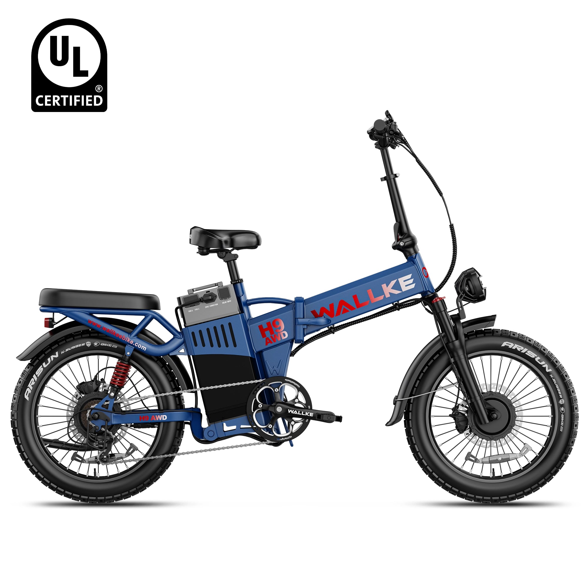 2026 WALLKE H9 Ultra AWD Folding | Off-Grid Power Station E-Bike with Torque Sensor, 37mph Speed, 55/77Ah Battery Options