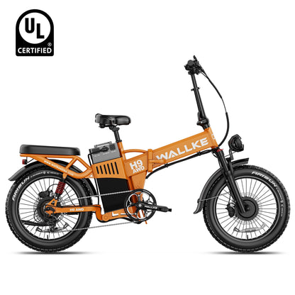 2026 WALLKE H9 Ultra AWD Folding | Off-Grid Power Station E-Bike with Torque Sensor, 37mph Speed, 55/77Ah Battery Options