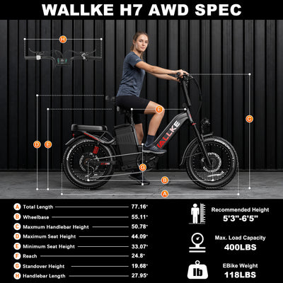 WALLKE H7 Series | AWD Step-Thru 3200W Ebike 40/55Ah Battery