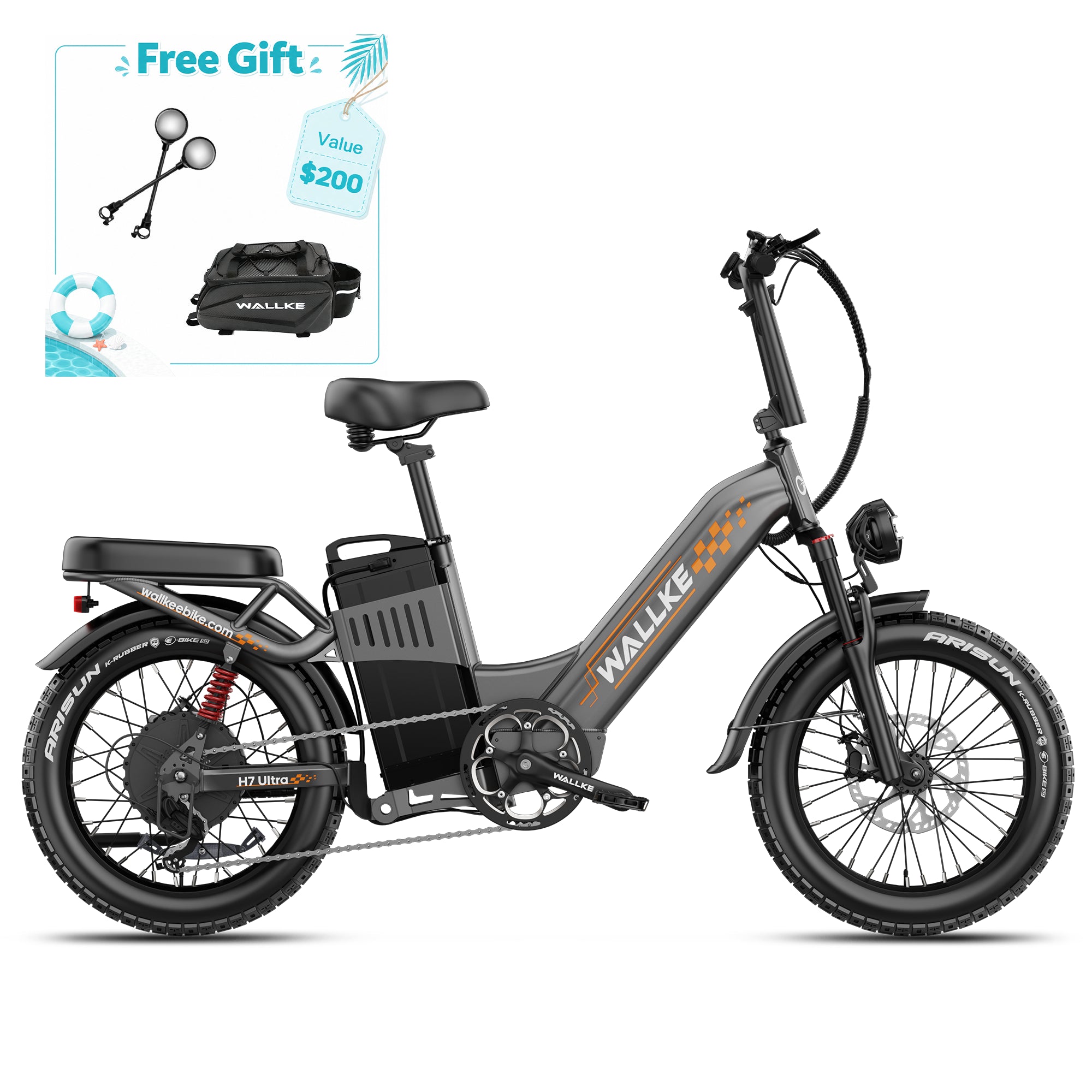 WALLKE H7 Series | AWD Step-Thru 3200W Ebike 40/55Ah Battery
