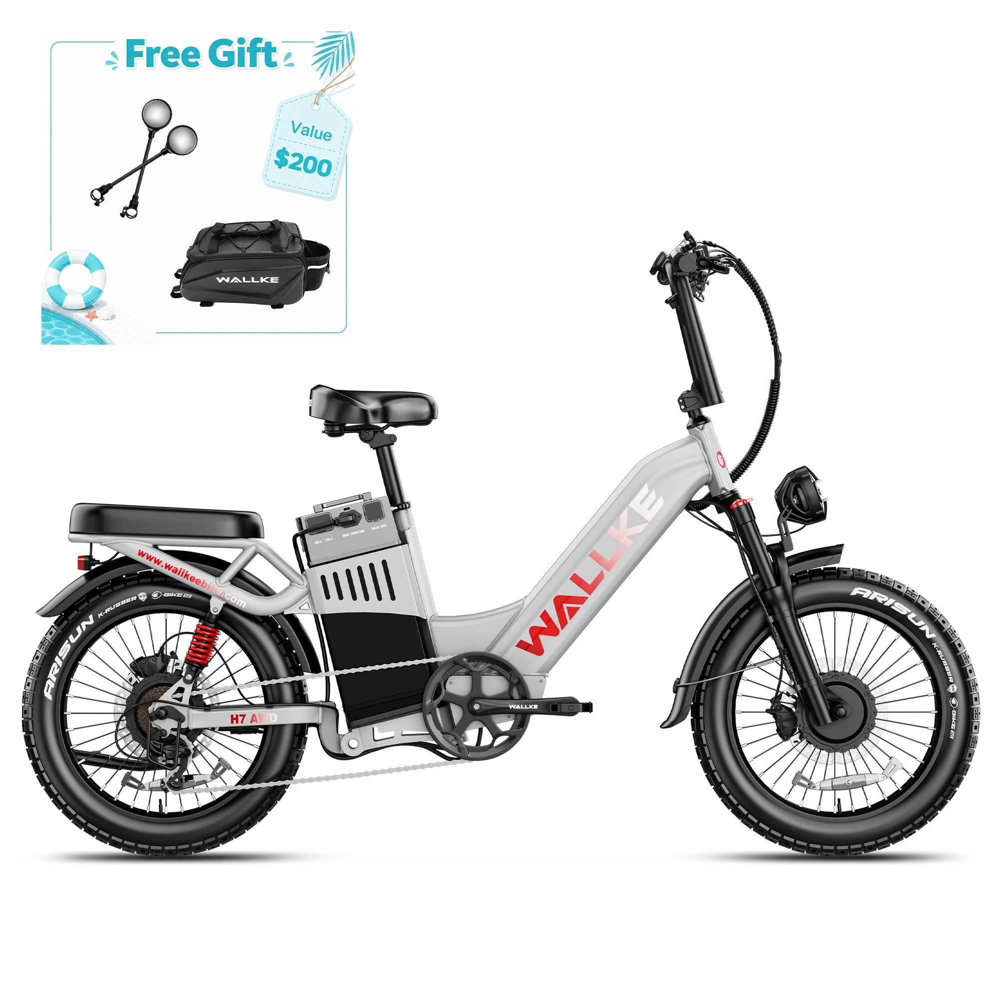 WALLKE H7 Series | AWD Step-Thru 3200W Ebike 40/55Ah Battery