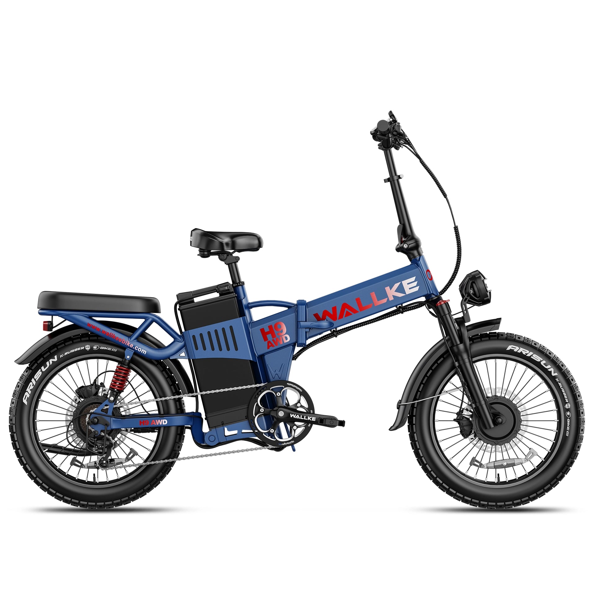 electric bicycle with motor Wallke H9 82Ah AWD Ebike Long-tail keywords Dont judge this bike 36/48V 350W Brushless Motor Color:Steel Blue