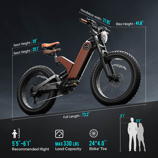 Wallke Eahora P5 E-bike uses a removable 20Ah Samsung lithium-ion battery, which is quiet, powerful, and quick to accelerate. Can solve all kinds of mountain problems encountered along the way