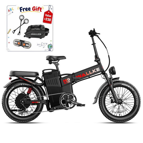 WALLKE H9 Series | AWD Folding E-Bike with Torque Sensor, 37mph Speed, 40/55/77Ah Battery Options