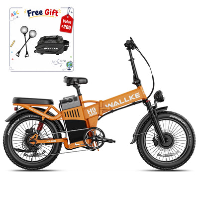 WALLKE H9 Series | AWD Folding E-Bike with Torque Sensor, 37mph Speed, 40/55/77Ah Battery Options