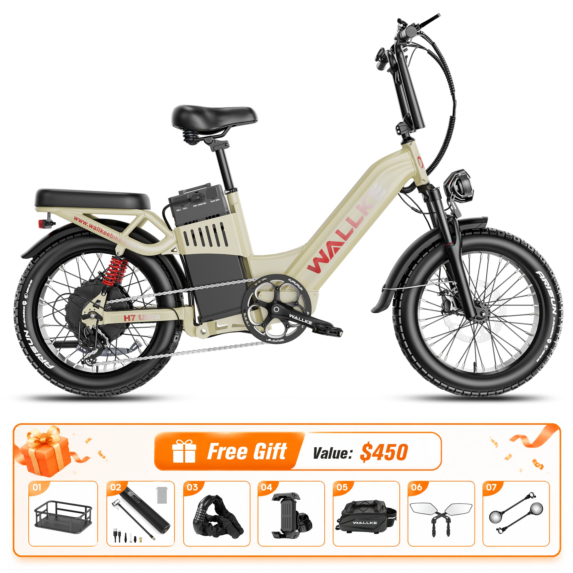 WALLKE H7 Series | AWD Step-Thru 3200W Ebike 40/55Ah Battery