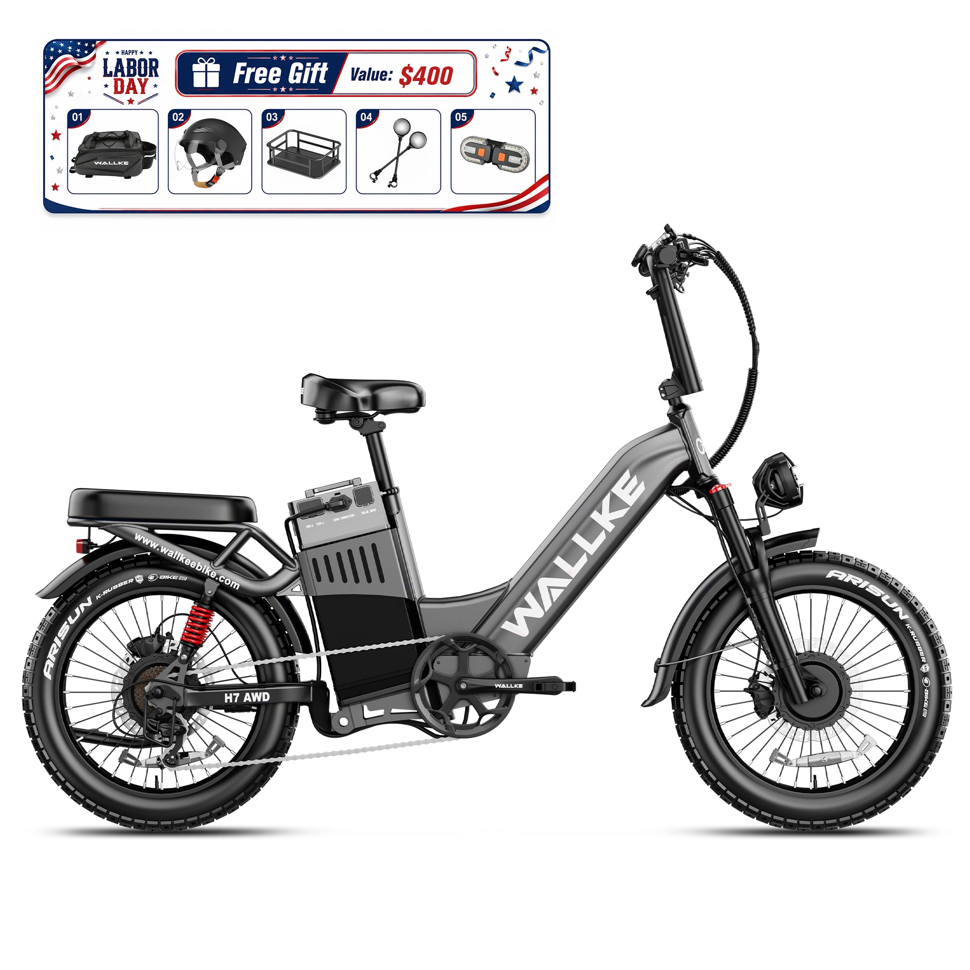WALLKE H7 Series | AWD Step-Thru Ebike 40/55Ah Battery