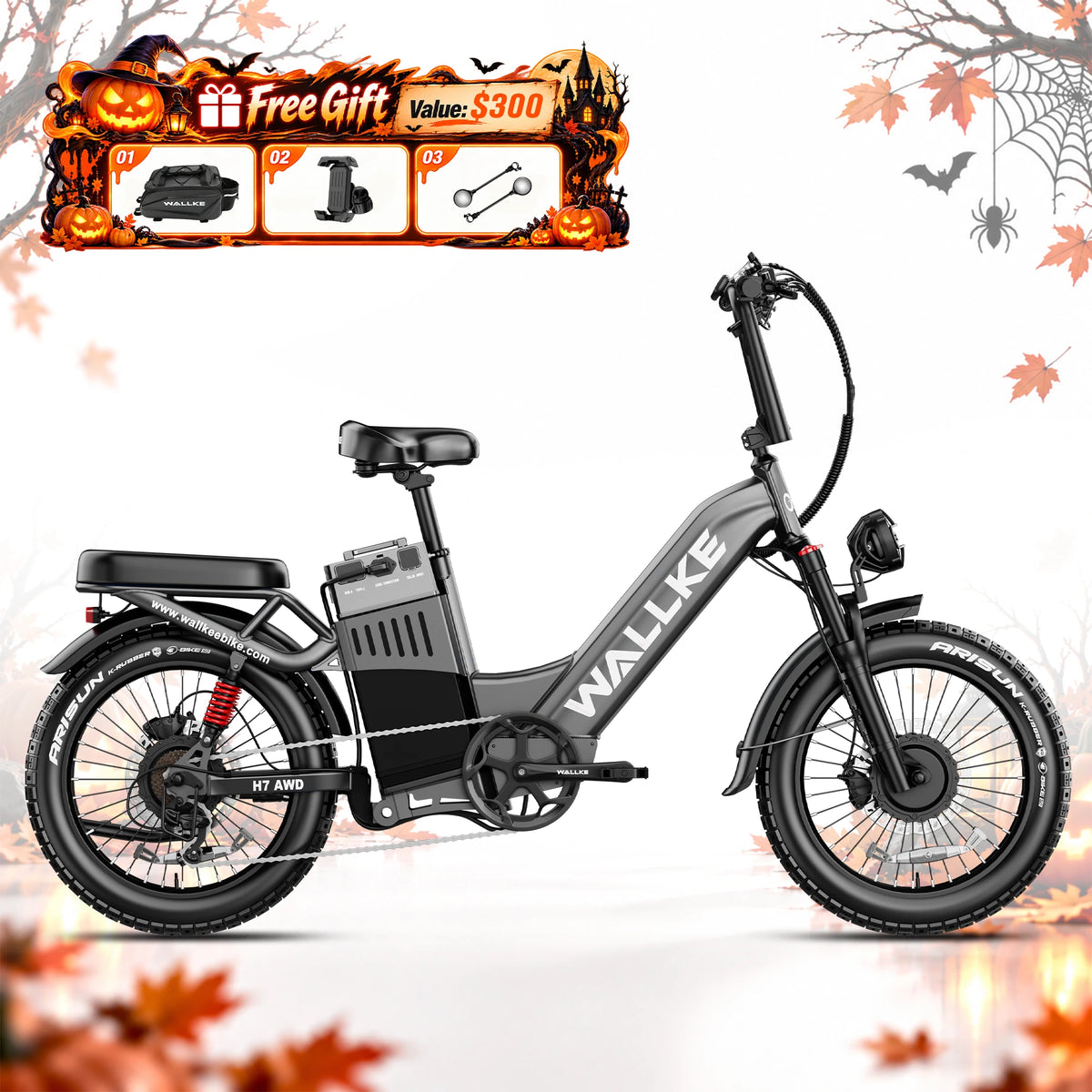 WALLKE H7 Series | AWD Step-Thru Ebike 40/55Ah Battery