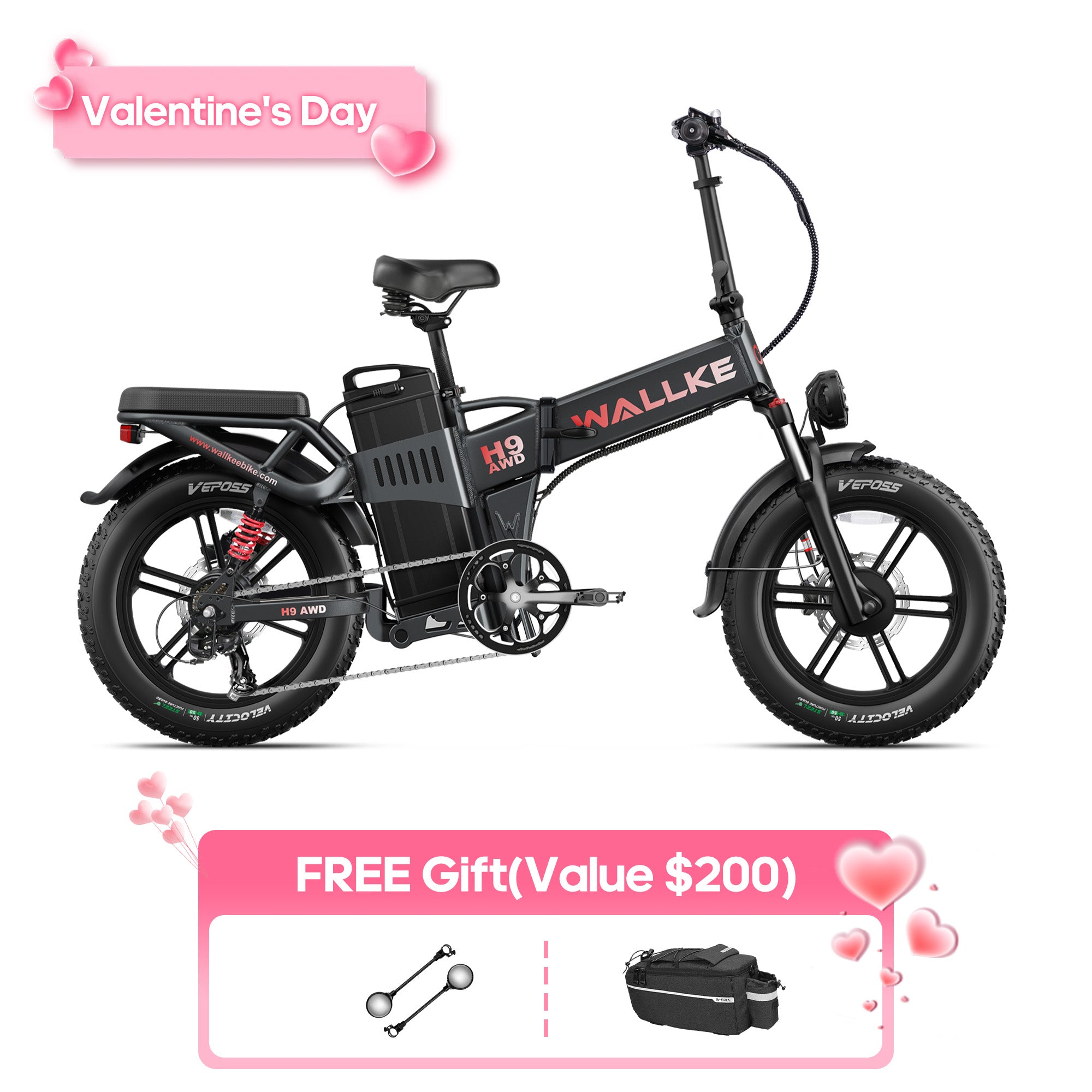 Wallke H9 AWD | 3200W Folding Ebike 40/60/82Ah Battery