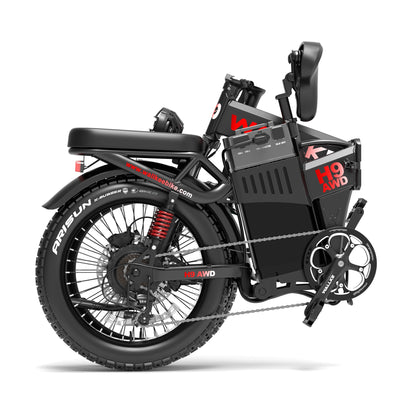 WALLKE H9 Series | AWD Folding Off-Grid Power Station E-Bike with Torque Sensor, 37mph Speed, 55/77Ah Battery Options