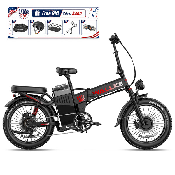 WALLKE H9 Series | AWD Folding E-Bike with Torque Sensor, 37mph Speed, 40/55/77Ah Battery Options