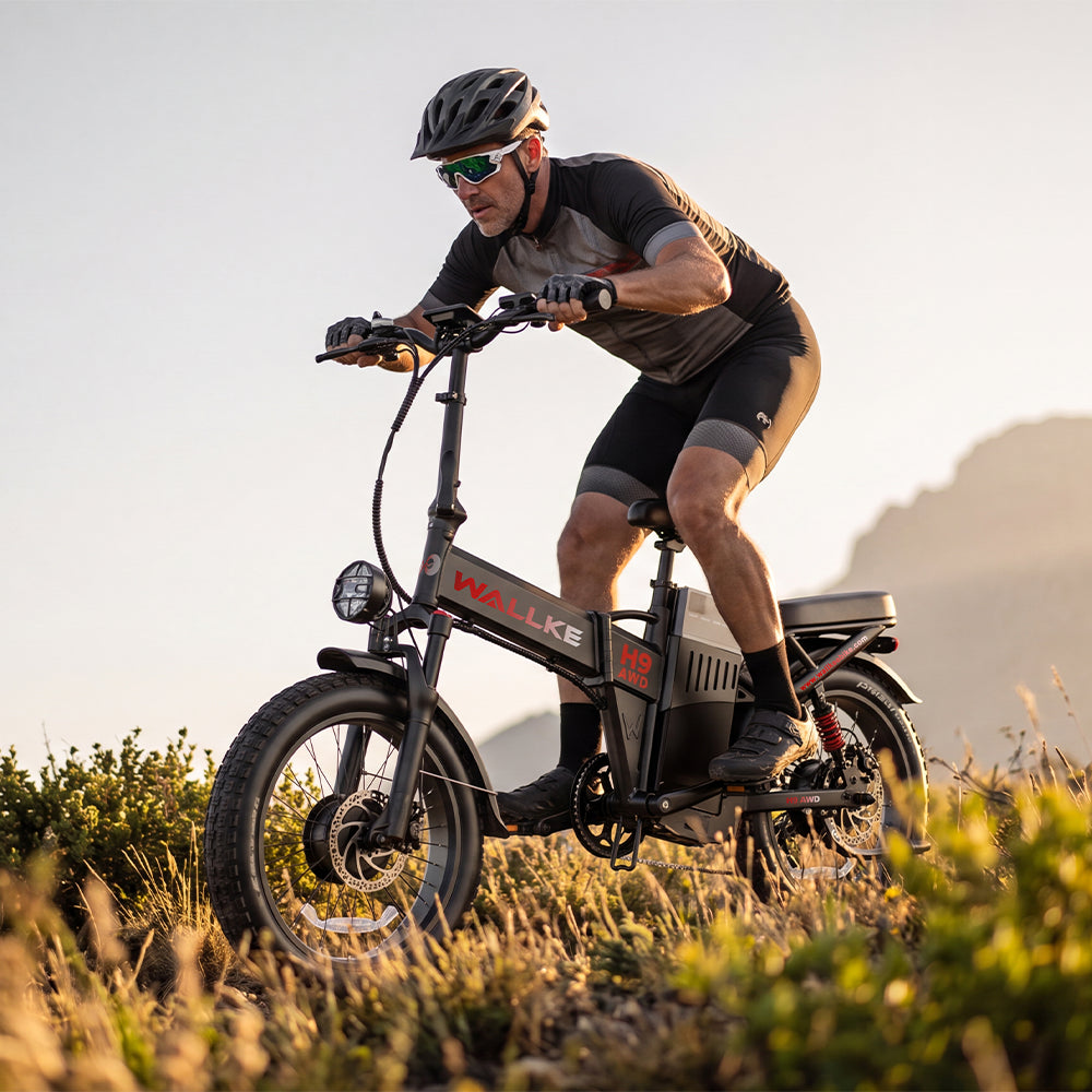 WALLKE H9 Series | AWD Folding Off-Grid Power Station E-Bike with Torque Sensor, 37mph Speed, 55/77Ah Battery Options
