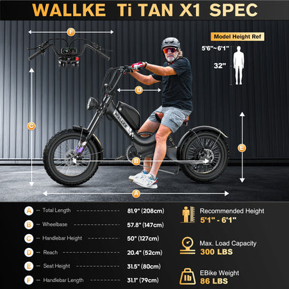 WALLKE Titan X1 Carbon Fiber Frame | 3800W Cruiser Ebike
