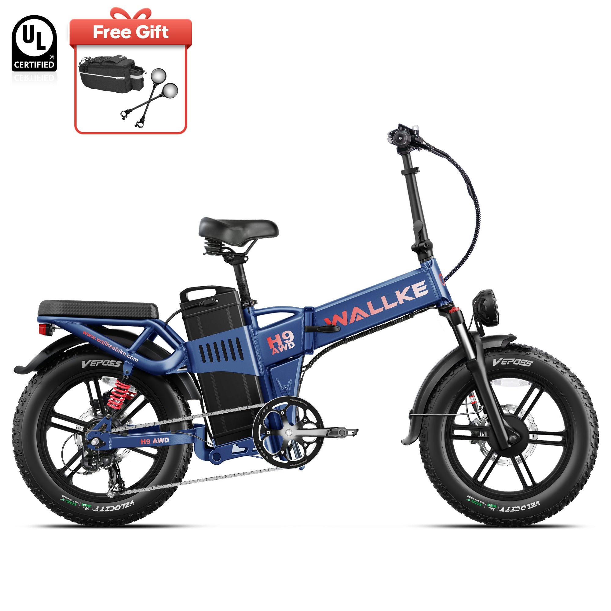 Wallke H9 AWD | 3200W Folding Ebike 40Ah Battery