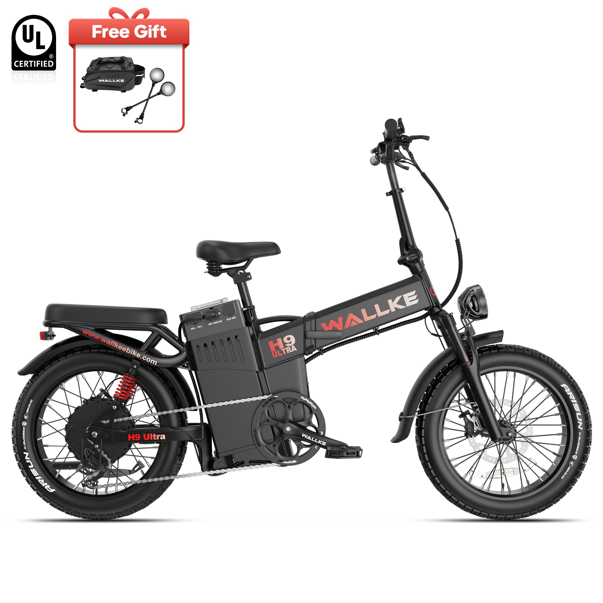 2026 WALLKE H9 Ultra Folding | Off-Grid PowerStorage E-Bike with Torque Sensor, 37mph Speed, 55/77Ah Battery Options