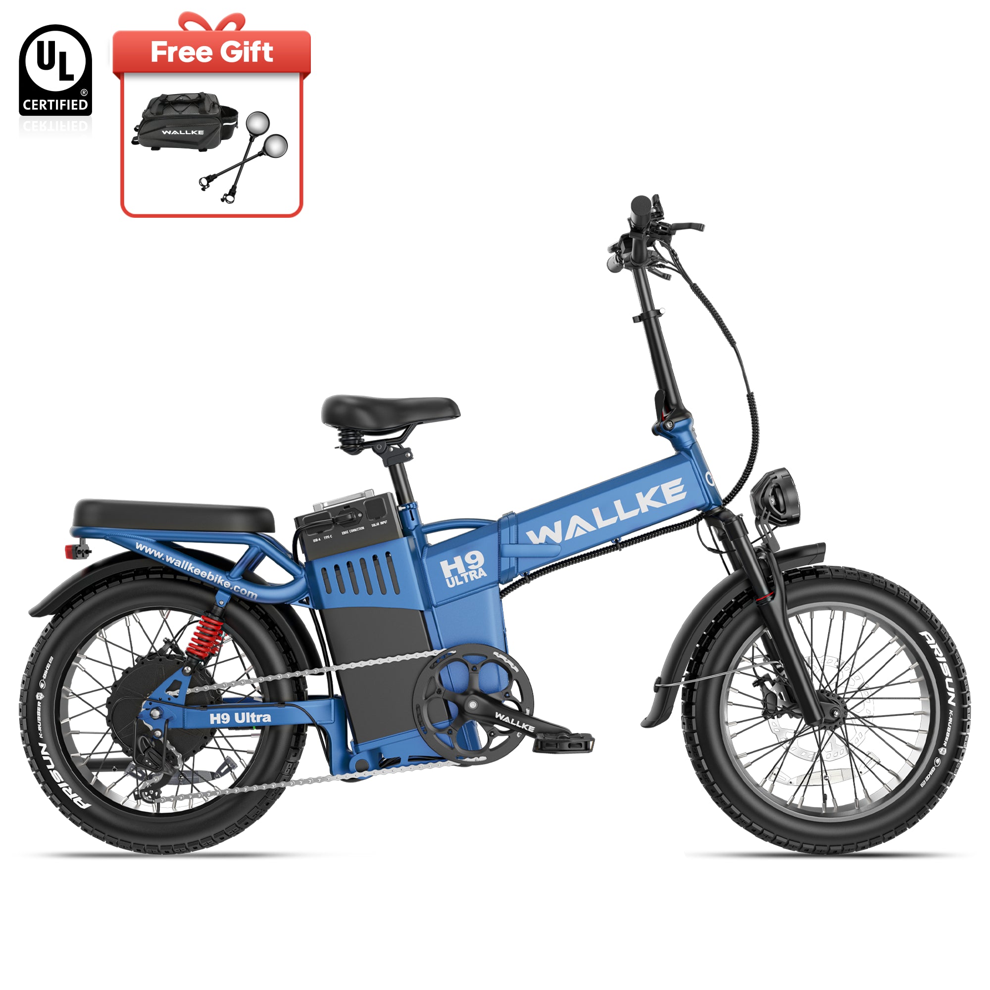 2026 WALLKE H9 Ultra Folding | Off-Grid Power Station E-Bike with Torque Sensor, 37mph Speed, 55/77Ah Battery Options