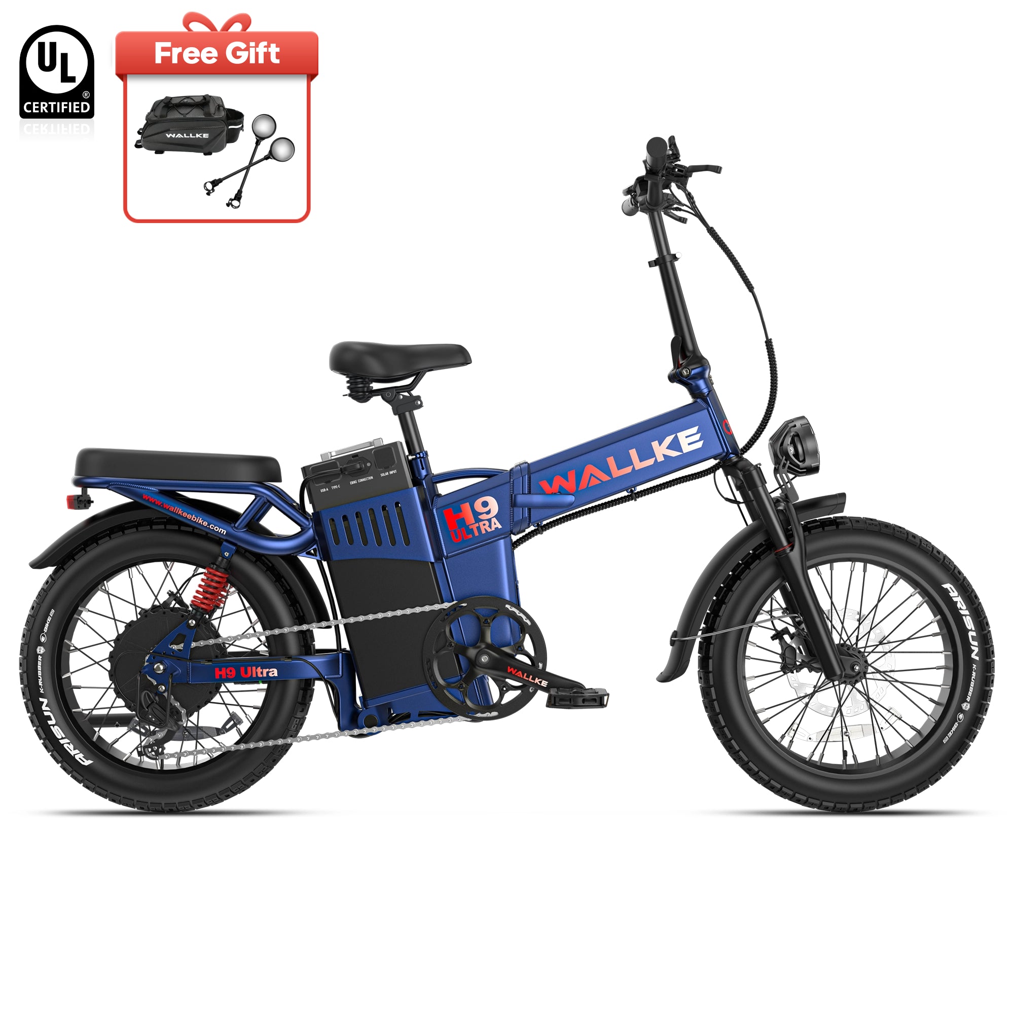 2026 WALLKE H9 Ultra Folding | Off-Grid Power Station E-Bike with Torque Sensor, 37mph Speed, 55/77Ah Battery Options
