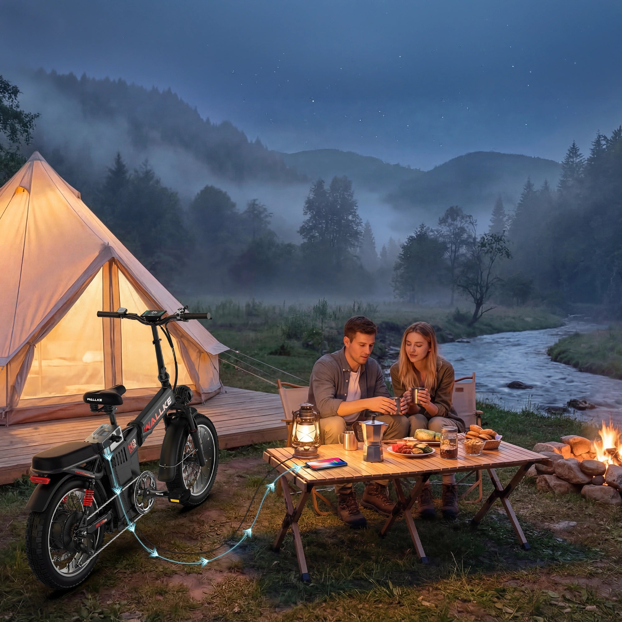 2026 WALLKE H9 Ultra Folding | Off-Grid PowerStorage E-Bike with Torque Sensor, 37mph Speed, 55/77Ah Battery Options