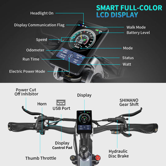 The Wallke X3 Pro smart display will provide us with all the important parameters: speed, mileage, ride time, motor, ODO, battery level and power assist. It has a brightness sensor that detects ambient light and adjusts the brightness of the display accordingly, which makes reading easier while driving