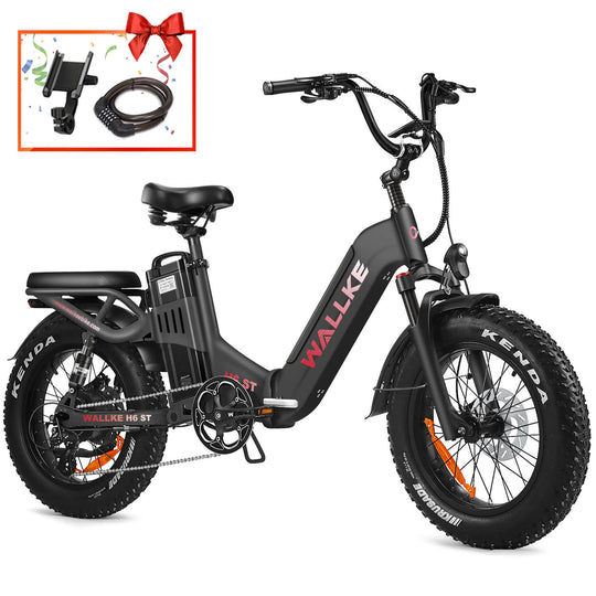 Wallke Electric Bike H6-Step-Thru-Fat Tire - Equipped with Shock Absorber and Front Fork, Make Your Riding More Comfortable and Safe