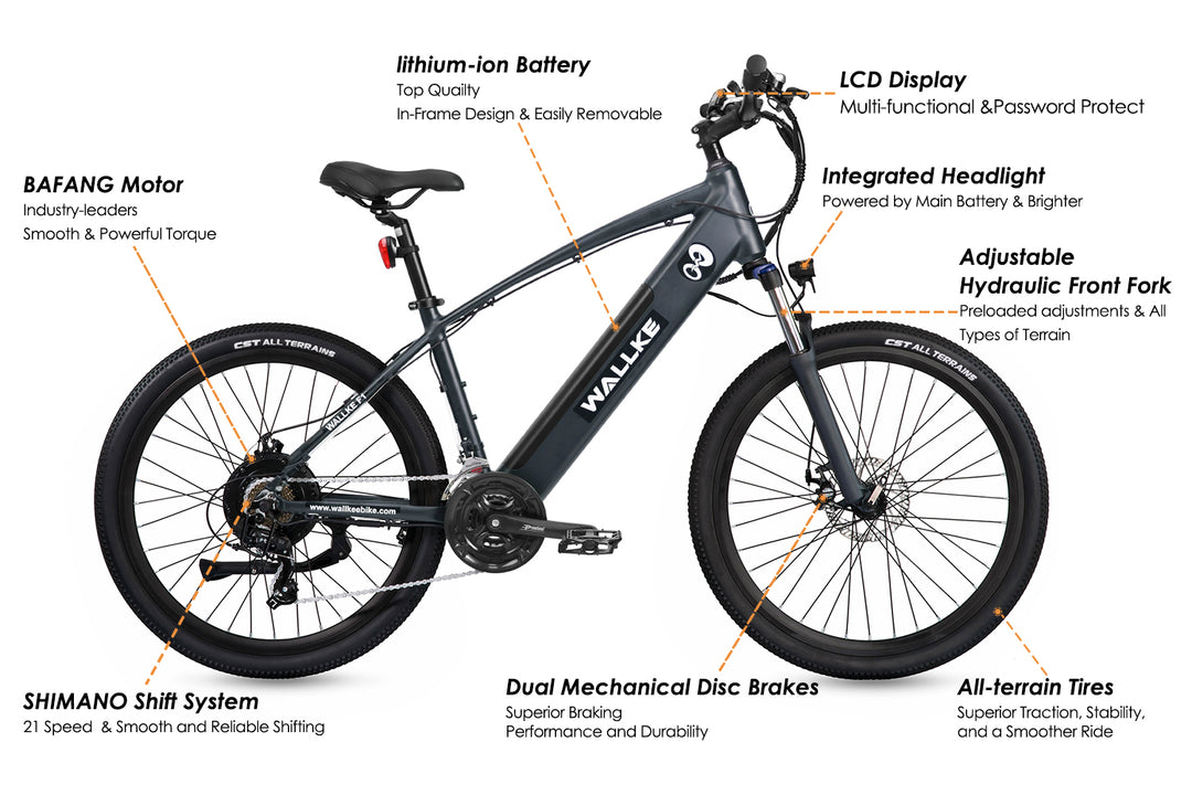 Wallke e-biek h1 application combines pedals and power assist, the powerful motor is combined with Shimano 21-speed system, allowing you to find a more comfortable pedaling rhythm under different riding conditions. Using them together makes the e-bike experience so varied and enjoyable
